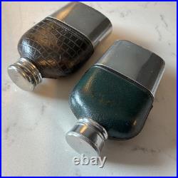 TWO RARE ANTIQUE MINIATURE GENTLEMANS HIP FLASKS, EARLY 1900's