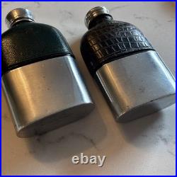 TWO RARE ANTIQUE MINIATURE GENTLEMANS HIP FLASKS, EARLY 1900's