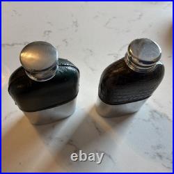 TWO RARE ANTIQUE MINIATURE GENTLEMANS HIP FLASKS, EARLY 1900's
