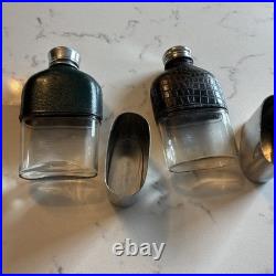 TWO RARE ANTIQUE MINIATURE GENTLEMANS HIP FLASKS, EARLY 1900's