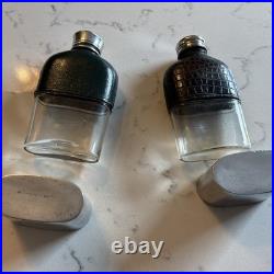 TWO RARE ANTIQUE MINIATURE GENTLEMANS HIP FLASKS, EARLY 1900's