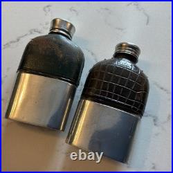 TWO RARE ANTIQUE MINIATURE GENTLEMANS HIP FLASKS, EARLY 1900's
