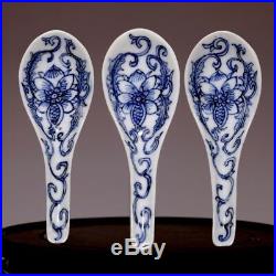 Three Rare Chinese Early Qing Dynasty KangXi Old Blue and White Small Spoon HX96