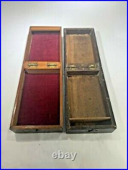 Two Rare Early Antique Inlaid French CRIBBAGE Folding BOX BOARDS