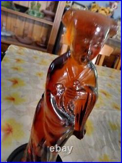 Ultra Rare Amber 2 Bun Geisha Lady Cambridge American History Depression Glass