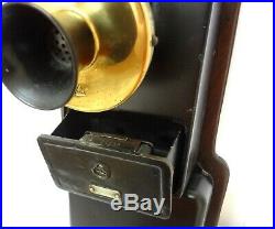 Ultra Rare Antique Early 1909 Gray Telephone Pay Station Wall Payphone Two Slots