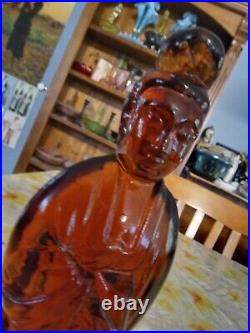 Ultra Rare Dark Amber Stueben Glass Buddha Kwan Yin Figurine 1920/30s