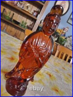 Ultra Rare Dark Amber Stueben Glass Buddha Kwan Yin Figurine 1920/30s