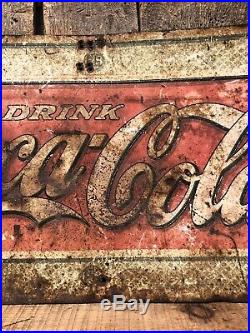 Ultra Rare Early 1920s Antique DRINK COCA COLA Soda Fountain Pop Metal Sign