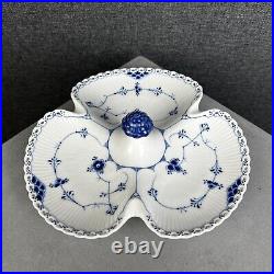 Ultra Rare Early Royal Copenhagen 1/1178 blue fluted full lace porcelain bowl