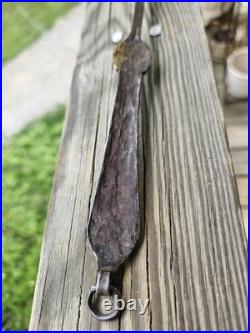 Ultra Rare Late 17th Early 18th C Stuffing Spoon Wrought Iron Brass Whitesmith