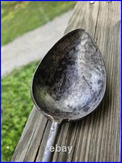 Ultra Rare Late 17th Early 18th C Stuffing Spoon Wrought Iron Brass Whitesmith