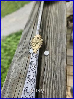 Ultra Rare Late 17th Early 18th C Stuffing Spoon Wrought Iron Brass Whitesmith