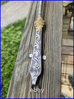 Ultra Rare Late 17th Early 18th C Stuffing Spoon Wrought Iron Brass Whitesmith