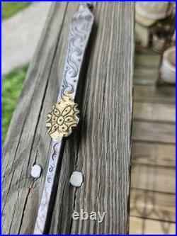 Ultra Rare Late 17th Early 18th C Stuffing Spoon Wrought Iron Brass Whitesmith