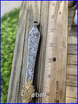 Ultra Rare Late 17th Early 18th C Stuffing Spoon Wrought Iron Brass Whitesmith