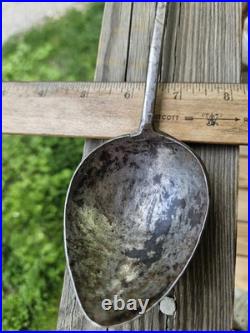 Ultra Rare Late 17th Early 18th C Stuffing Spoon Wrought Iron Brass Whitesmith