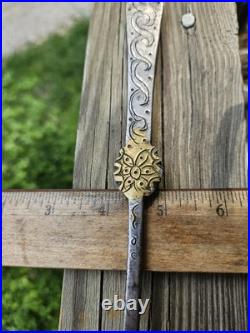 Ultra Rare Late 17th Early 18th C Stuffing Spoon Wrought Iron Brass Whitesmith