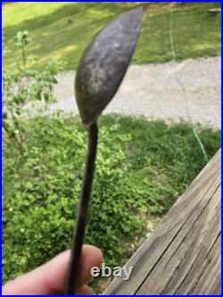 Ultra Rare Late 17th Early 18th C Stuffing Spoon Wrought Iron Brass Whitesmith
