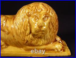 VERY RARE ANTIQUE AMERICAN EARLY 1800s MATCHED PAIR OF LIONS YELLOW WARE MINT VERY RARE ANTIQUE AMERICAN EARLY 1800s MATCHED PAIR OF LIONS YELLOW WARE MINT