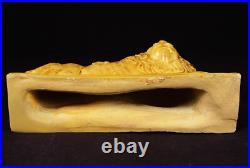 VERY RARE ANTIQUE AMERICAN EARLY 1800s MATCHED PAIR OF LIONS YELLOW WARE MINT VERY RARE ANTIQUE AMERICAN EARLY 1800s MATCHED PAIR OF LIONS YELLOW WARE MINT