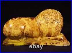 VERY RARE ANTIQUE AMERICAN EARLY 1800s MATCHED PAIR OF LIONS YELLOW WARE MINT VERY RARE ANTIQUE AMERICAN EARLY 1800s MATCHED PAIR OF LIONS YELLOW WARE MINT