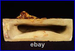 VERY RARE ANTIQUE AMERICAN EARLY 1800s MATCHED PAIR OF LIONS YELLOW WARE MINT VERY RARE ANTIQUE AMERICAN EARLY 1800s MATCHED PAIR OF LIONS YELLOW WARE MINT