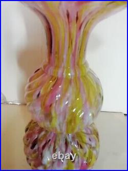 VERY RARE ANTIQUE CANDY SWIRL VASE MADE BY LEGRAS IN THE EARLY 1900s, 7 1/2TALL