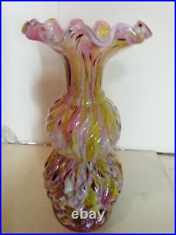 VERY RARE ANTIQUE CANDY SWIRL VASE MADE BY LEGRAS IN THE EARLY 1900s, 7 1/2TALL