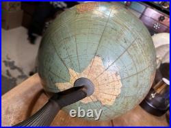 VERY RARE! Antique DATED 1909 Terrestrial Globe 12 Cast Iron Trifoot Stand