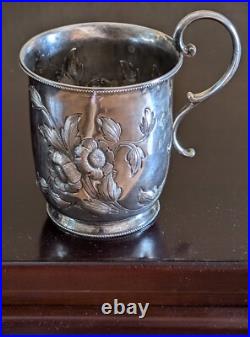 VERY RARE Antique Victorian Silver Floral Christening Cup Early to Mid 1800's VERY RARE Antique Victorian Silver Floral Christening Cup Early to Mid 1800's