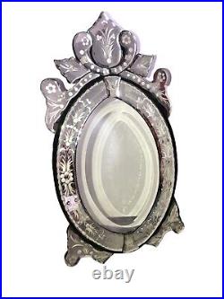 Venetian Style Mirror Free Standing Early 20th Century Floral Antique Rare Venetian Style Mirror Free Standing Early 20th Century Floral Antique Rare