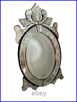 Venetian Style Mirror Free Standing Early 20th Century Floral Antique Rare Venetian Style Mirror Free Standing Early 20th Century Floral Antique Rare