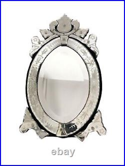 Venetian Style Mirror Free Standing Early 20th Century Floral Antique Rare Venetian Style Mirror Free Standing Early 20th Century Floral Antique Rare