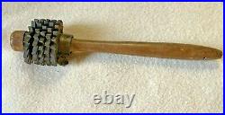 Very Early Rare Primitive Wood & Iron Meat Roller Tenderizer or Massage Tool