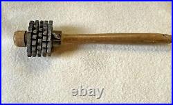 Very Early Rare Primitive Wood & Iron Meat Roller Tenderizer or Massage Tool