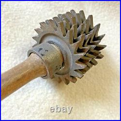 Very Early Rare Primitive Wood & Iron Meat Roller Tenderizer or Massage Tool