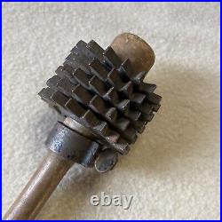 Very Early Rare Primitive Wood & Iron Meat Roller Tenderizer or Massage Tool