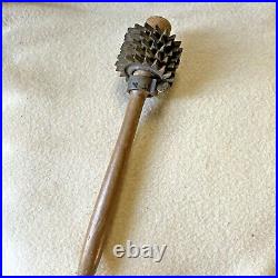 Very Early Rare Primitive Wood & Iron Meat Roller Tenderizer or Massage Tool