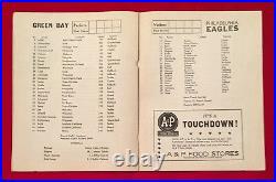 Very Rare Antique 1937 Green Bay Packers vs Phila Eagles Early Football Program