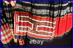 Very Rare Antique Chinese Early 20th C Cotton Hand Made Ethnic Skirt 34 Waist