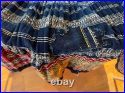 Very Rare Antique Chinese Early 20th C Cotton Hand Made Ethnic Skirt 34 Waist