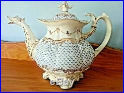 Very Rare Antique Coalport Rococo Adelaide Early 1800's Duck Spout Teapot