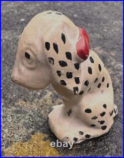 Very Rare Antique Cold Painted Metal Dismal Desmond Dalmatian Dog Figure Very Rare Antique Cold Painted Metal Dismal Desmond Dalmatian Dog Figure
