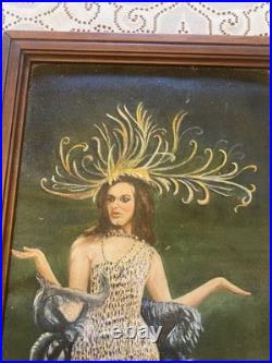 Very Rare Antique R. Grillis Early Drag Queen Or Transvestite Painting 21x12