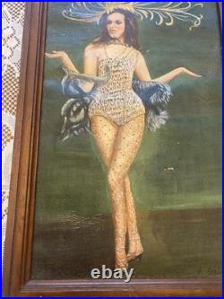 Very Rare Antique R. Grillis Early Drag Queen Or Transvestite Painting 21x12