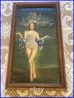 Very Rare Antique R. Grillis Early Drag Queen Or Transvestite Painting 21x12