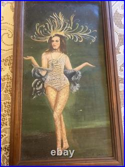 Very Rare Antique R. Grillis Early Drag Queen Or Transvestite Painting 21x12