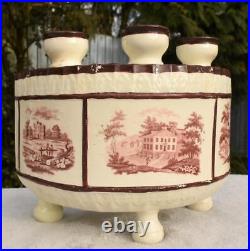 Very Rare Early 19thC English Demilune Creamware Bough Pot & Cover Hackwood
