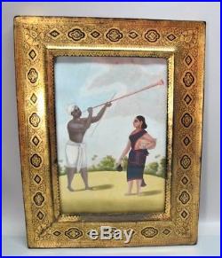 Very Rare Early 19th C. INDIAN EXPORT PATNA Painting with Original Frame c. 1820